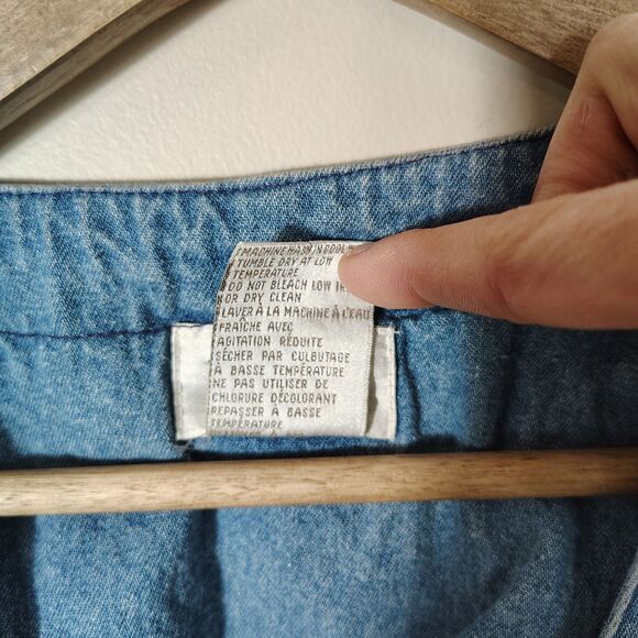 Vtg 90s Denim Vest Embroidered Sheep Flowers Cottagecore Farmhouse Country L - Picture 6 of 10